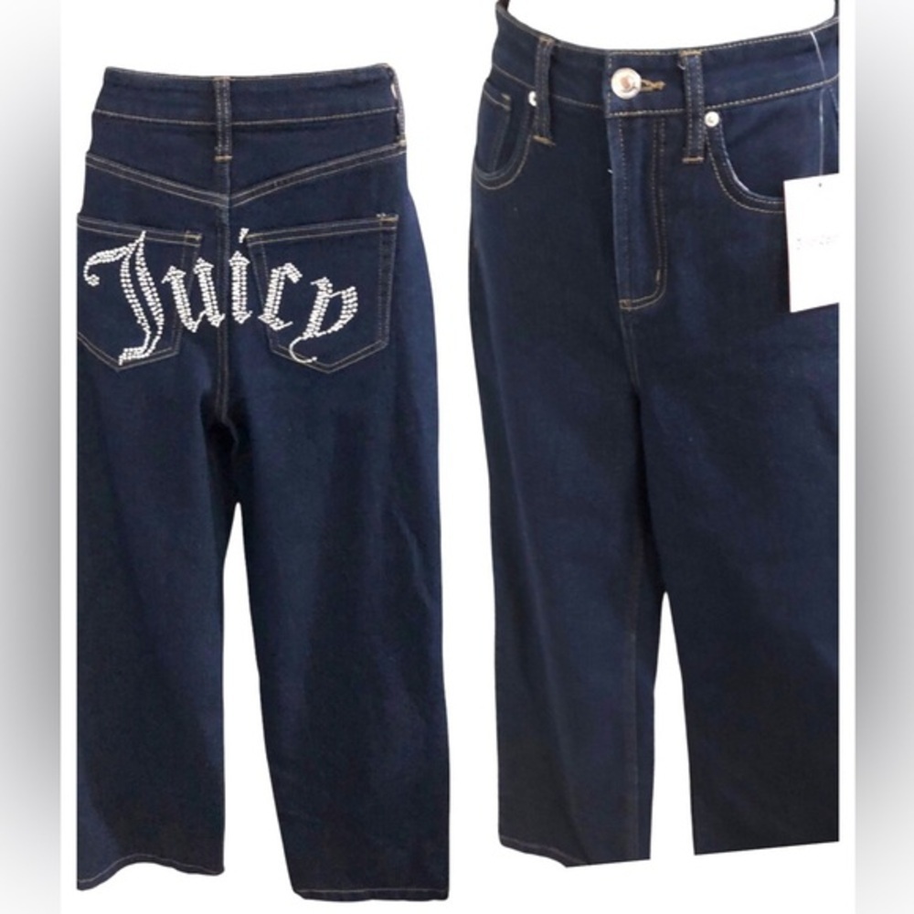 Juicy Couture Lunita rhinestone dark rinse juicy monogram back jeans size 3/26